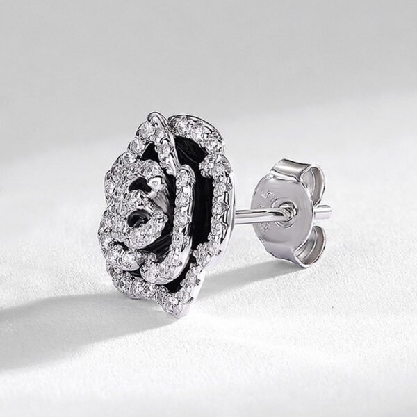 S925 silver needle rose micro-set zirconia earrings full diamond camellia earrings light luxury fashion customized - Image 3