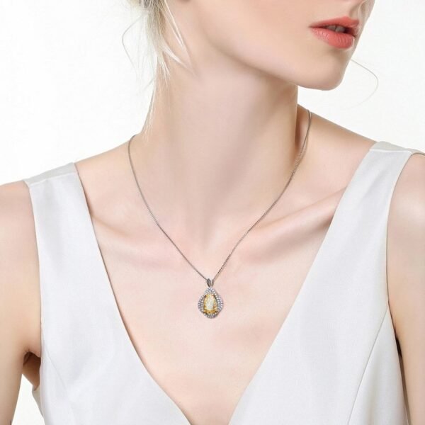 Fashion S925 silver ring female goose yellow ice flower cut high carbon diamond ring necklace dual-use models - Image 3