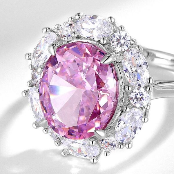 High Carbon Diamond Pink Diamond Ring Premium Feeling S925 Silver Ring Holiday Gift - Image 3