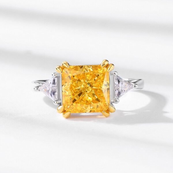 Square Ice Flower Cut High Carbon Diamond Ring Trendy Netflix Model S925 Sterling Silver Ring Manufacturer - Image 3