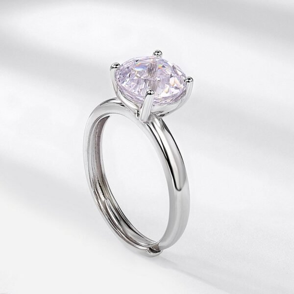 New Millennium rose cut color zirconium ring S925 silver four claws set zirconia open index finger ring simple fashion - Image 3