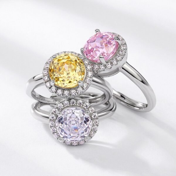 S925 silver millenary rose cut colored zirconia ring surrounded by colorful stones open finger ring fashion simple - Image 3