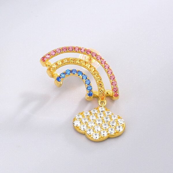 Summer rainbow asymmetric earrings female S925 silver colored zirconia earrings light luxury fashion style spot - Image 3