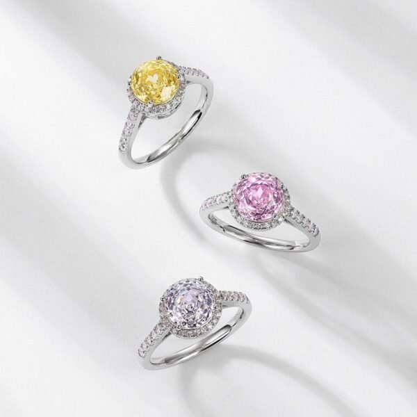 Millennium rose cut zirconia ring S925 silver encircled with super sparkling colorful treasure finger ring fashion simple - Image 3