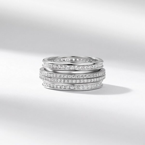 Falling into the Milky Way full diamond index finger ring for women S925 silver with radiant 5A white zirconium ring fashionable and rotatable - Image 3