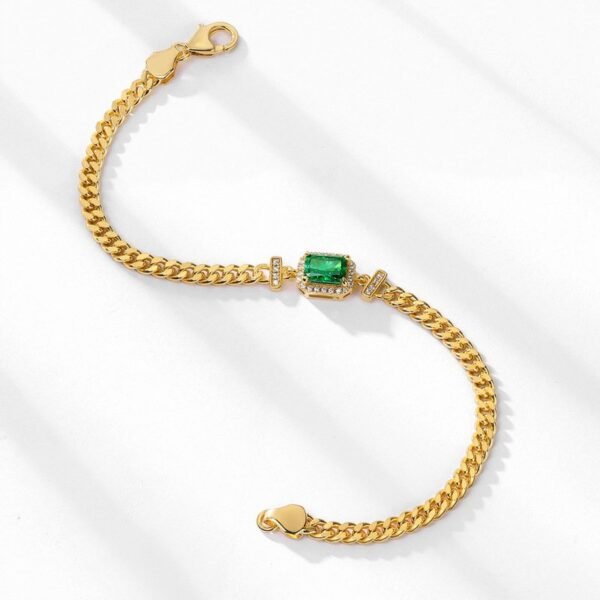 S925 silver ice flower cut high carbon diamond bracelet women 10K gold emerald hand jewelry wind - Image 3