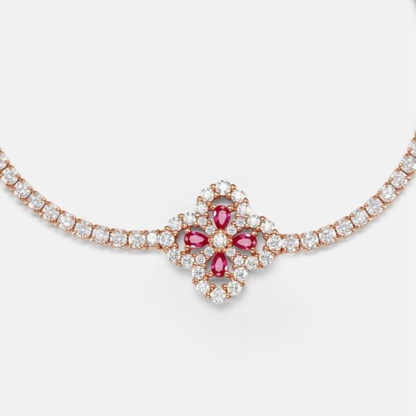 Four-leaf clover cultivation ruby bracelet S925 silver full set sparkling colorful treasure hand jewelry simple light luxury - Image 3