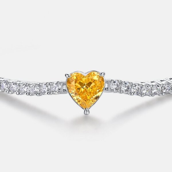 Heart-shaped simple sterling silver bracelet female S925 silver heart ice flower cut high carbon diamond hand jewelry light luxury - Image 3