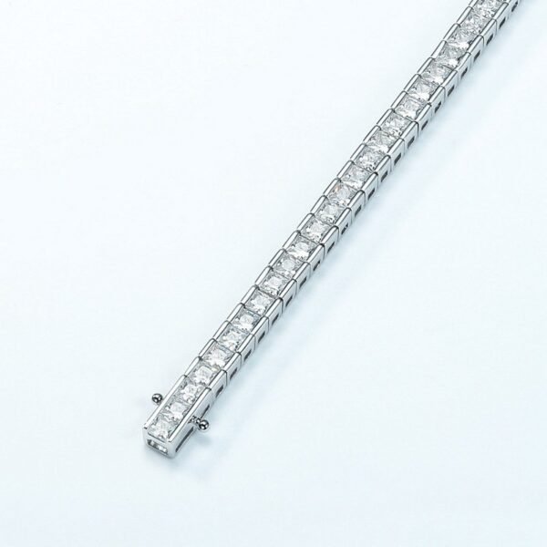 Box chain white zirconium bracelet S925 silver inlaid single row of colorful diamonds hand jewelry men and women fashionable and versatile - Image 3