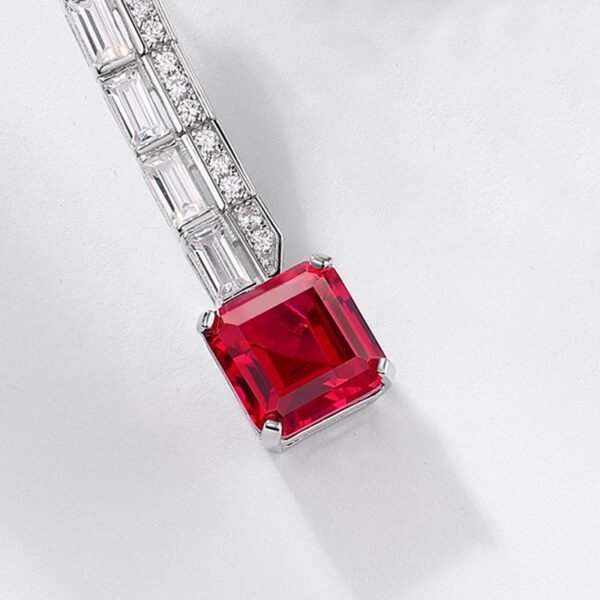 New S925 silver red corundum earrings long paragraph with personality simple design senior earrings - Image 3