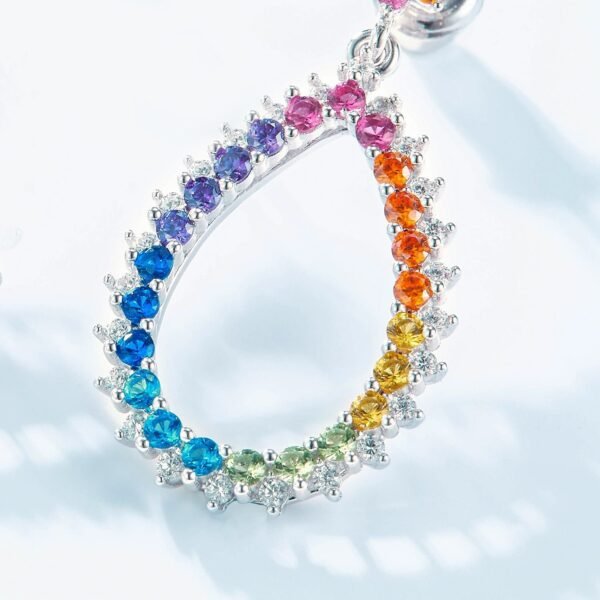 New colorful nano color zirconium earrings female S925 silver full inlaid colorful treasure long earrings fashion light luxury - Image 3