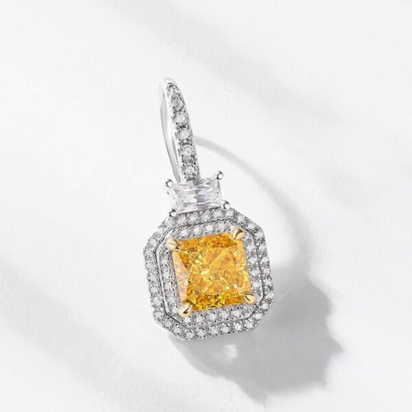 Premium feeling square ice flower cut high carbon diamond earrings S925 silver earrings for women - Image 3