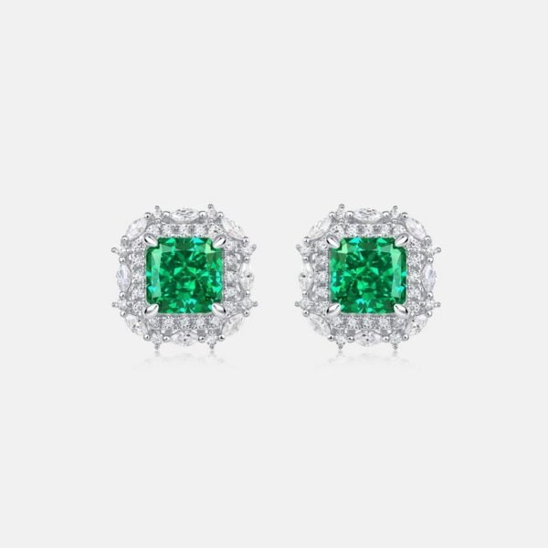 S925 silver ice flower cut high carbon diamond earrings female emerald earrings fashion - Image 3