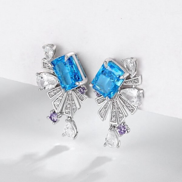 Geometric square diamonds high carbon diamond earrings senior sense S925 sterling silver earrings jitterbugs with the same manufacturers - Image 3