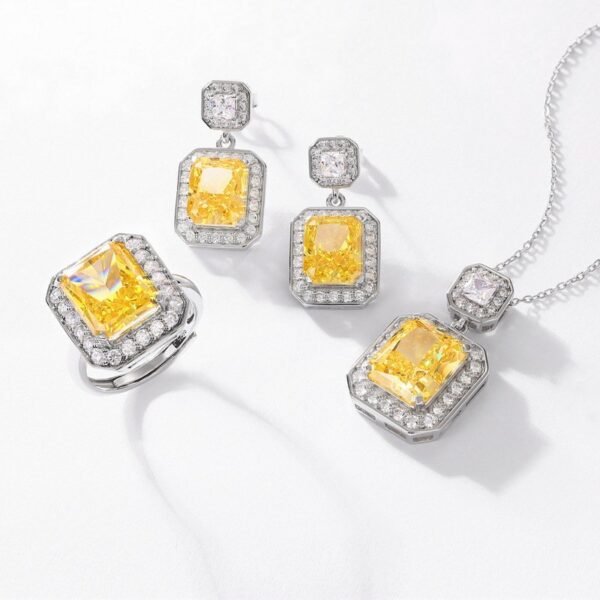 S925 silver ice flower cut high carbon diamond earrings female square sugar gemstone earrings fashion simple - Image 3