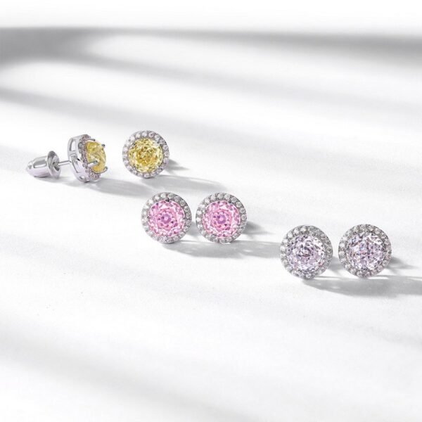Millennium rose cut color zirconium hollow earrings S925 silver sparkling colorful treasure earrings light luxury and hundred - Image 3
