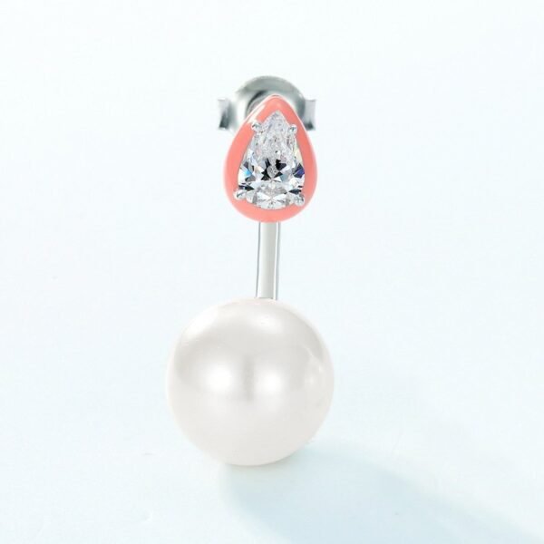 Celebrity pearl earrings S925 silver color zirconium removable two wear earrings light luxury fashion with - Image 3