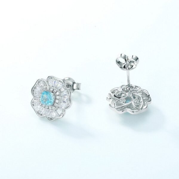 Celebrity flower earrings S925 silver ice flower cut high carbon diamond earrings earrings wind light luxury fashion - Image 3