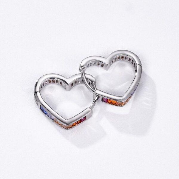 Dopamine color zirconia love earrings female S925 silver set multi-color treasure earrings fashionable and versatile - Image 3