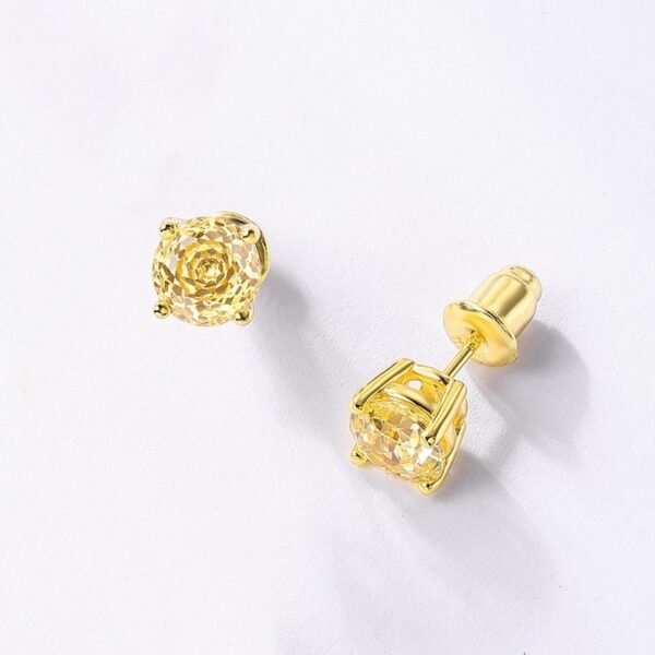 Sparkling rose cut zirconia earrings S925 silver inlaid colorful treasure fashion earrings simple flowers - Image 3