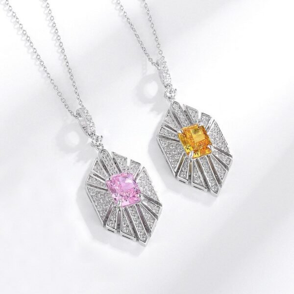 Hot sale S925 silver ice flower cut high carbon diamond fashion pendant necklace set factory direct sale - Image 3