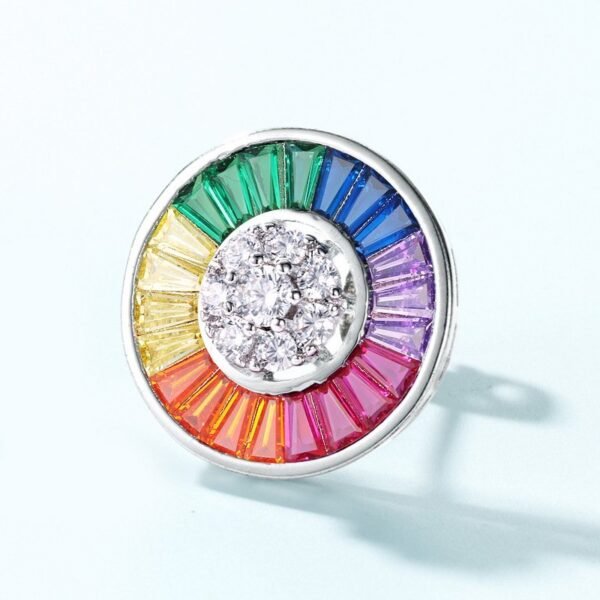 Rainbow zirconia earrings S925 silver full set colorful treasure fashion earrings wind light luxury personality - Image 3