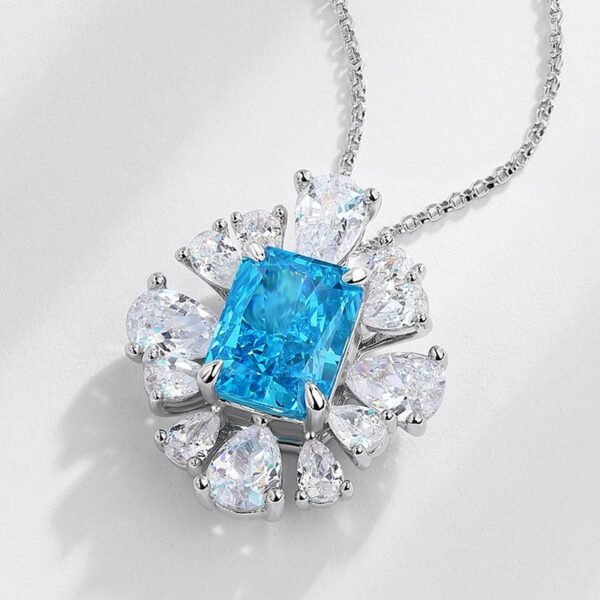 Customized S925 silver pendant necklace women ice flower cut high carbon diamond surrounded by zirconia pendant fashion light luxury - Image 3