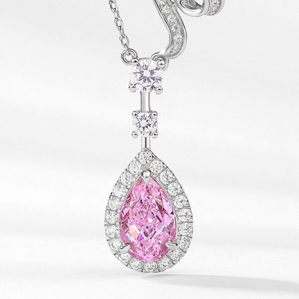 New S925 silver pendant female ice flower cut high carbon diamond teardrop necklace fashion style - Image 3