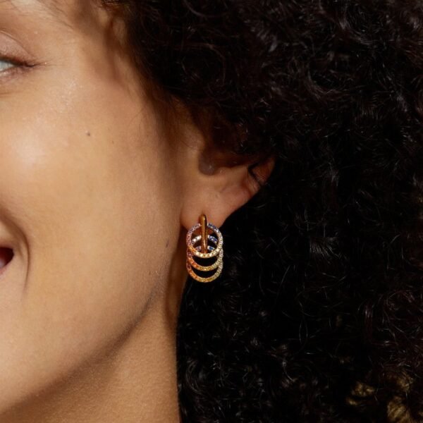 Fashion light luxury earrings diamond earrings female S925 silver multi-layer circle rainbow personalized earrings - Image 3