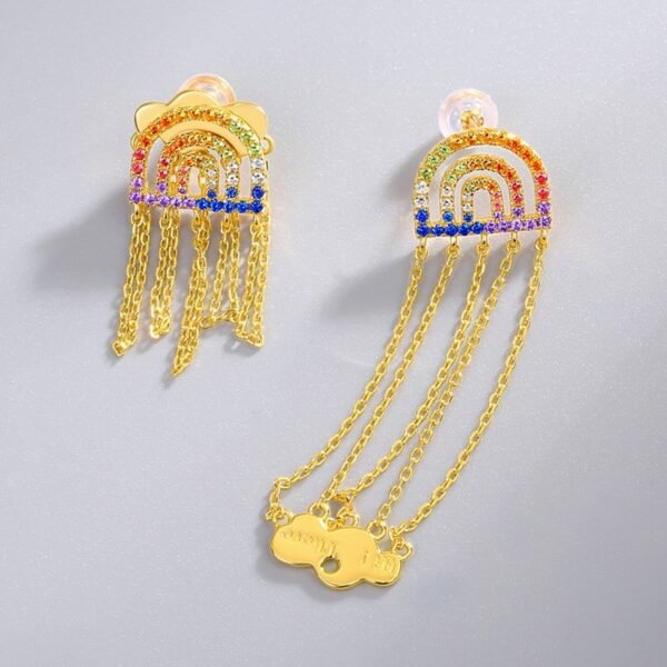Explosion tassel long earrings female retro senior sense of simplicity earrings personalized color zirconium light luxury earrings - Image 3