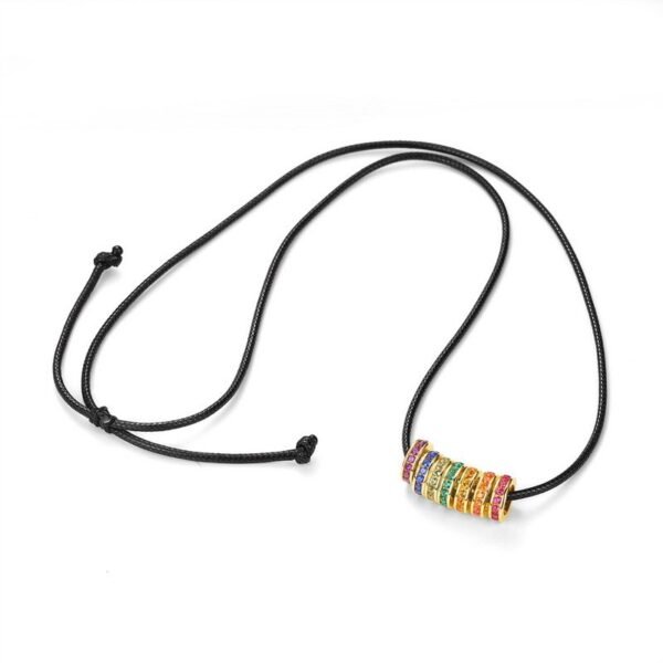 Colorful Zirconia Passepartout Bone Chain S925 Silver Rainbow Circle Transit Necklace Light Luxury Fashion - Image 3