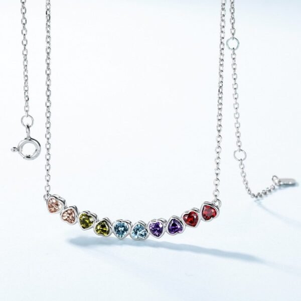 Smile love color zirconia necklace women S925 silver with rainbow zirconia collarbone chain simple light luxury - Image 3