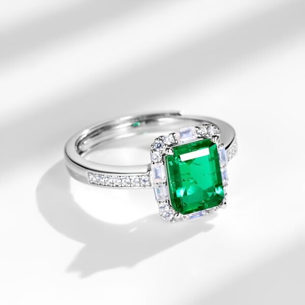 Colorful treasure luxury cultivation emerald ring women S925 silver inlaid full diamond hand jewelry fashion gemstone - Image 3