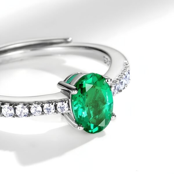 S925 silver ring light luxury fashion cultivation emerald ring women - Image 3