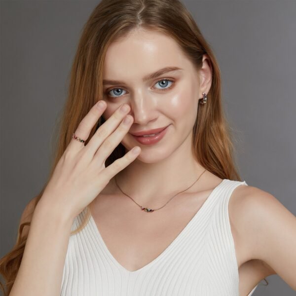 S925 silver plated 10K gold color zirconia necklace summer fresh simple rainbow zirconia collarbone chain - Image 5
