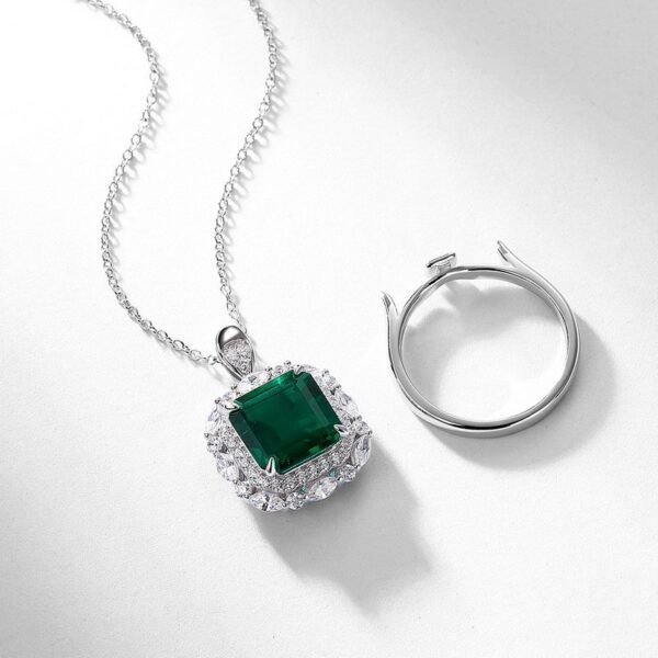 Atmosphere light luxury cultivation emerald ring pendant dual-use models S925 silver cultivation colorful jewelry hand jewelry female - Image 4