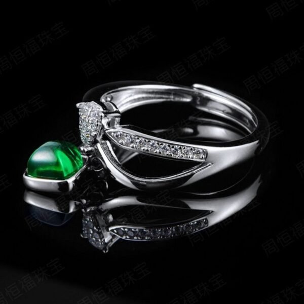 New S925 silver cultivated emerald ring women full of diamonds fashion high sense of jewelry - Image 4