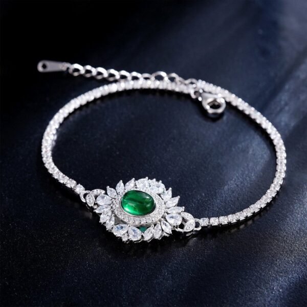 Light luxury retro cultivated emerald bracelet women S925 silver inlaid cultivated colorful treasure fashion hand jewelry - Image 4