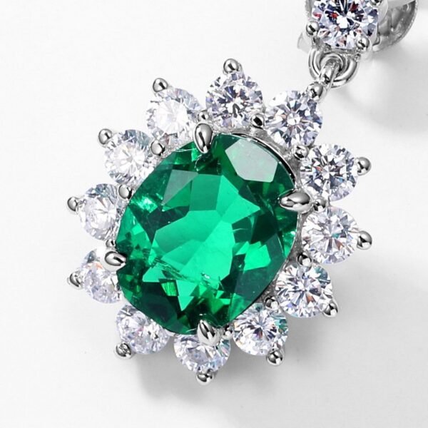 New S925 silver cultivated emerald earrings women's sunflower earrings retro noble style - Image 4