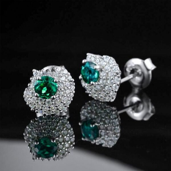 S925 silver earrings cultivated emerald female retro light luxury wind earrings - Image 4