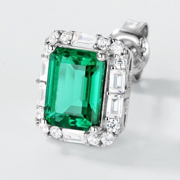 Light luxury cultivation emerald earrings female S925 silver with cultivation colorful earrings customized - Image 4