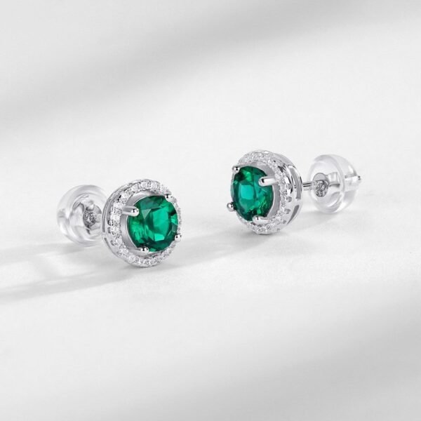 S925 silver earrings cultivated emerald earrings female retro light luxury wind earrings - Image 4