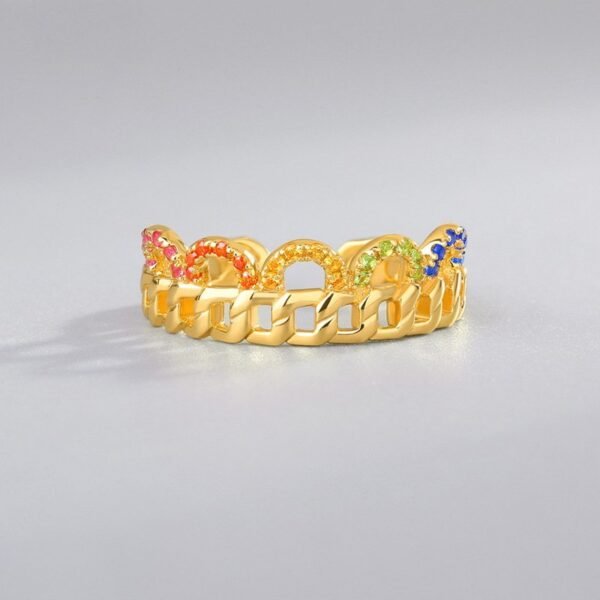 S925 silver crown ring female color zirconium twist live finger ring ins cold wind fashion light - Image 4