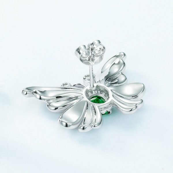 Butterfly personalized earrings S925 silver inlaid with cultivated emerald vintage earrings light luxury and versatile - Image 4