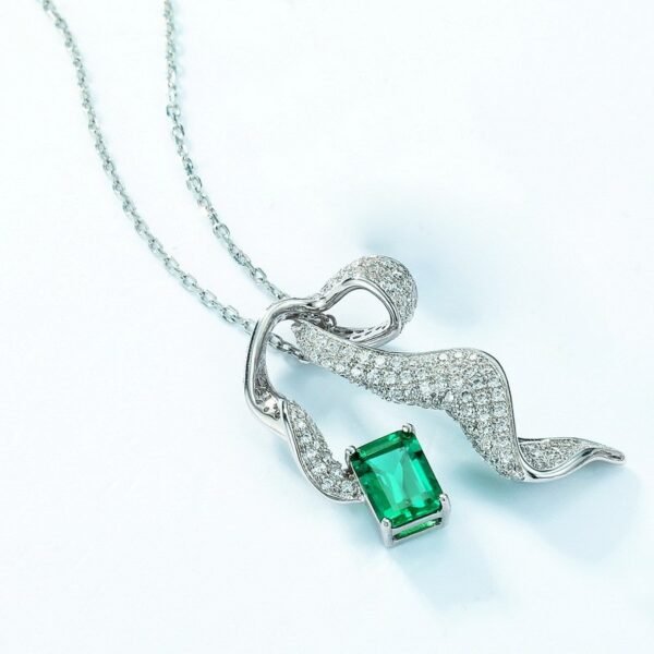 Bow long earrings S925 silver cultivated emerald removable three wear earrings light luxury - Image 4