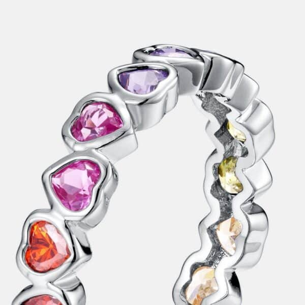 Love color zirconia ring women S925 silver inlaid colorful treasure finger ring wind fashionable and versatile - Image 4