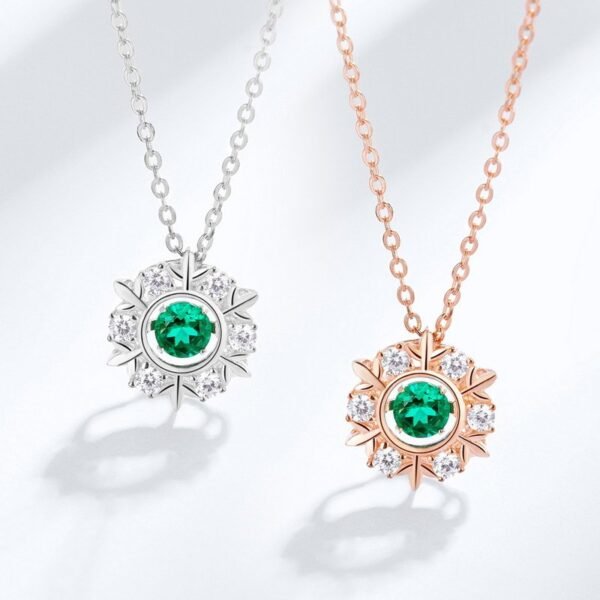 Light Luxury Niche S925 Silver Necklace Cultured Emerald Gemstone Necklace for Women - Image 3
