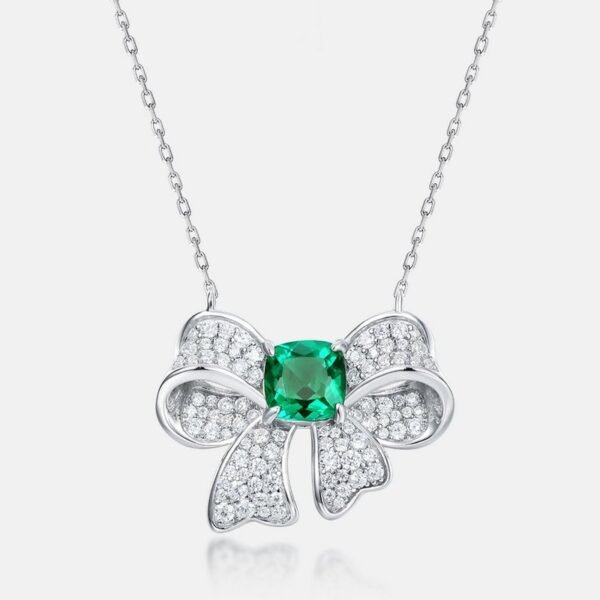 Butterfly colorful treasure light luxury necklace women S925 silver inlay cultivated emerald collarbone chain personalized - Image 4