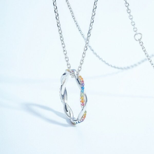 Rainbow twist ring female S925 silver nano color zirconium personalized finger ring light luxury fashion - Image 4