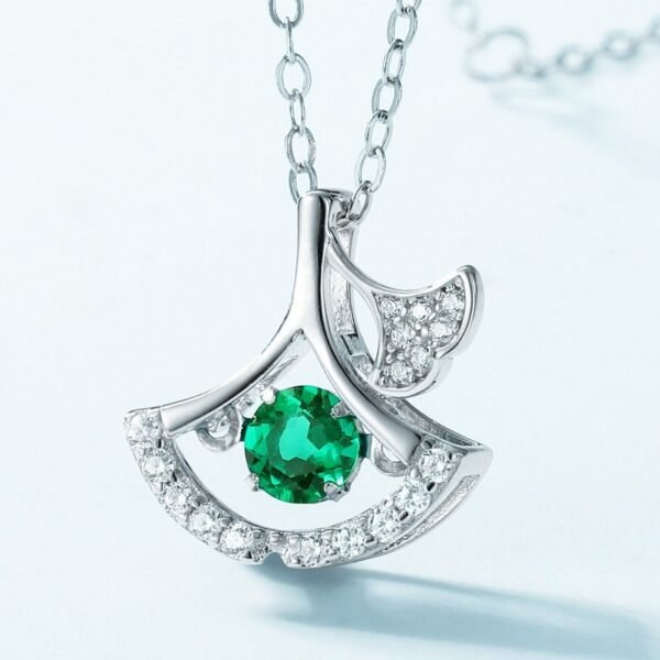 Hot picks fan-shaped small skirt necklace S925 silver cultivation emerald personalized collarbone chain light luxury fashion - Image 4